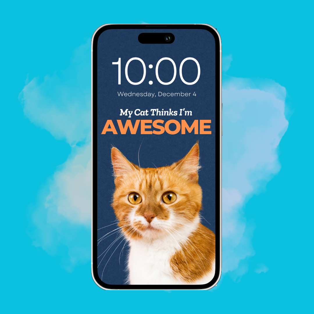 My Cat Thinks I'm Awesome - Custom Pet Phone Screen Saver 6 Color Bundle - Digital Download