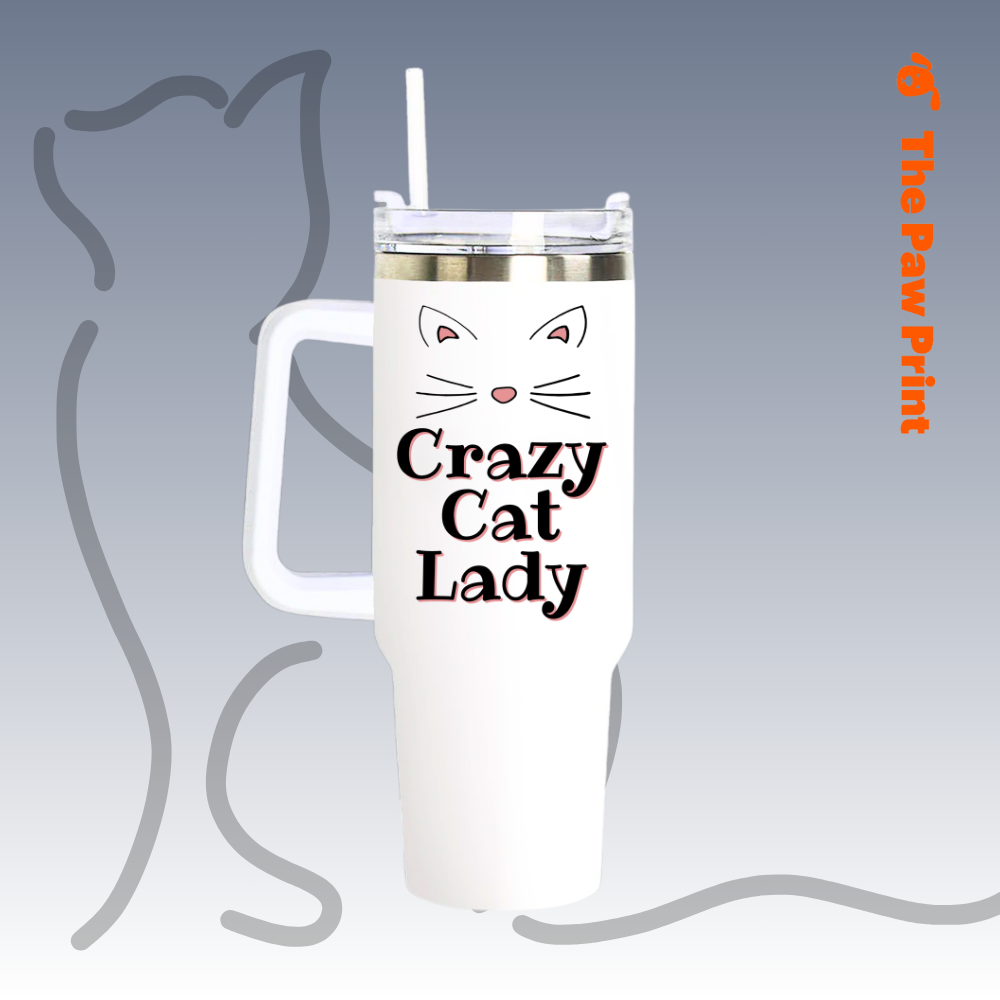 Crazy Cat Lady Travel Mug with Handle and Straw (40oz)