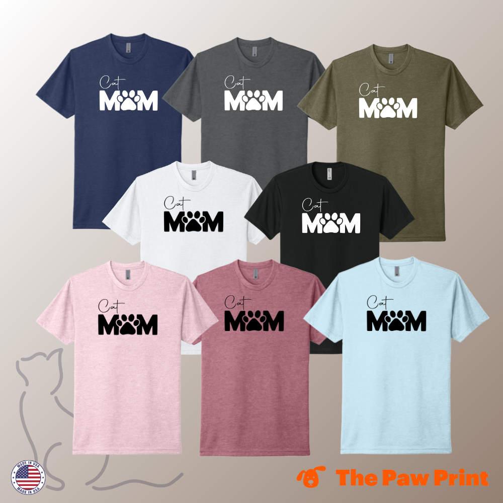 Cat Mom T-Shirt with Paw Print