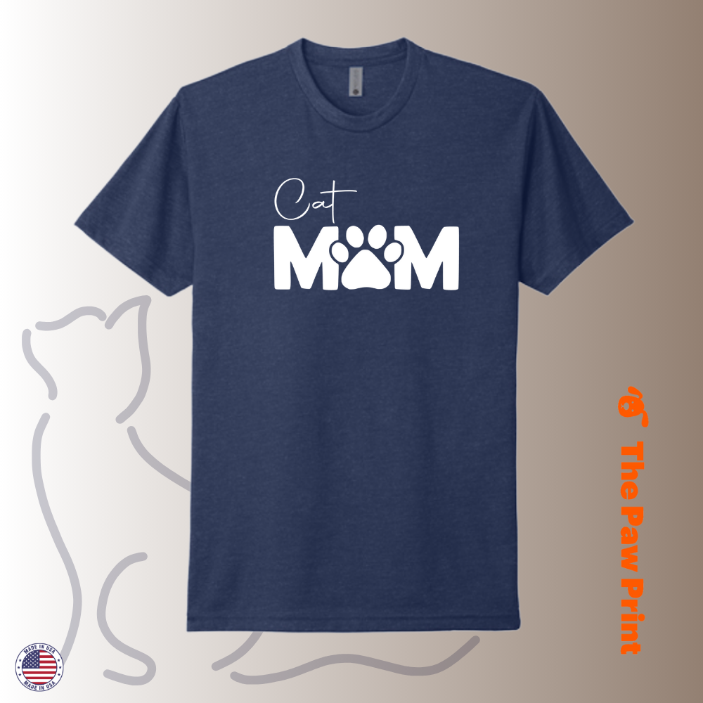 Cat Mom T-Shirt with Paw Print