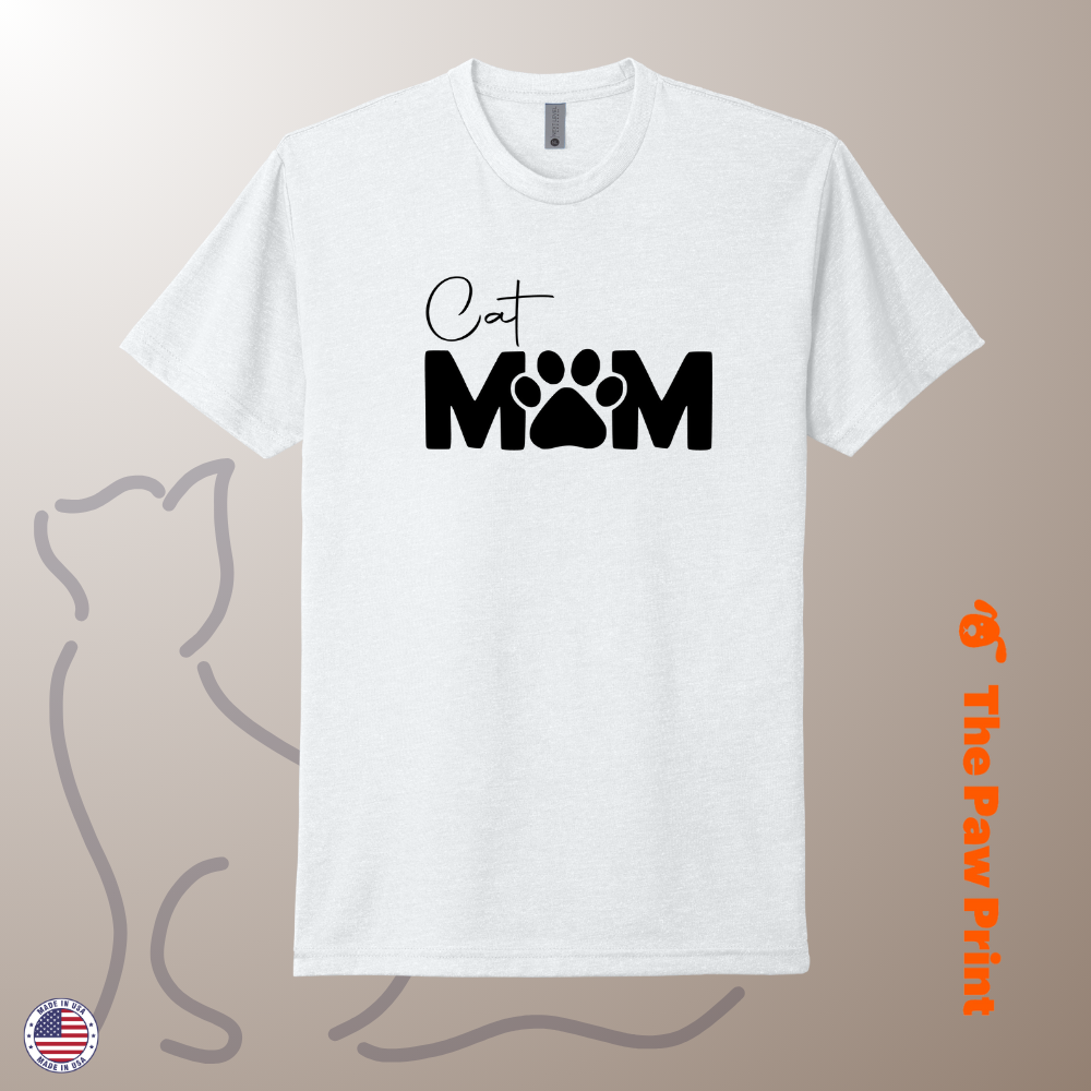 Cat Mom T-Shirt with Paw Print
