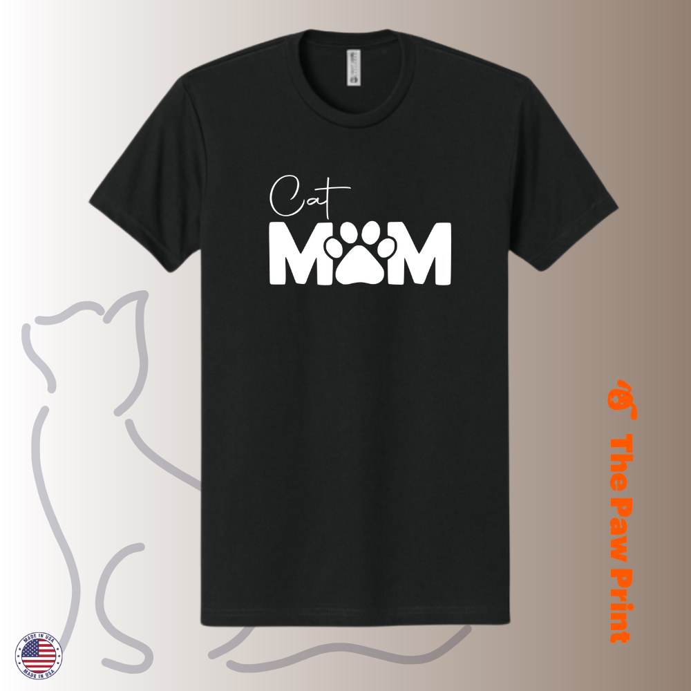 Cat Mom T-Shirt with Paw Print