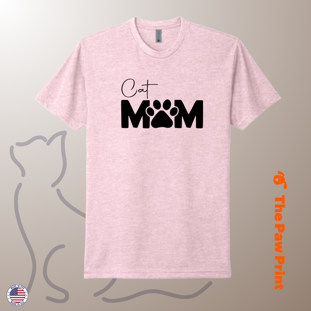Cat Mom T-Shirt with Paw Print