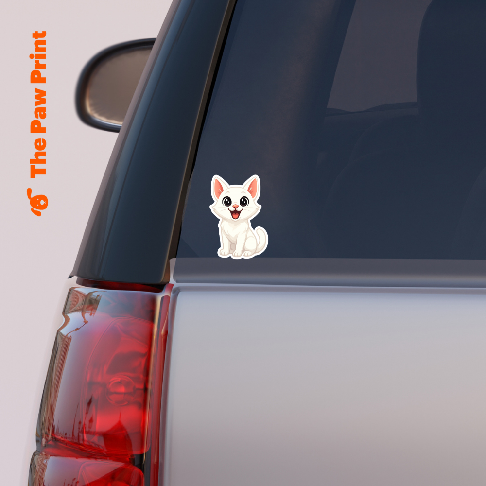 Bubble-Free White Cat Sticker