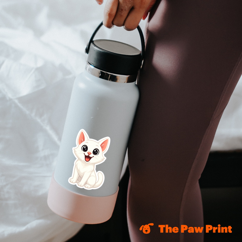 Bubble-Free White Cat Sticker