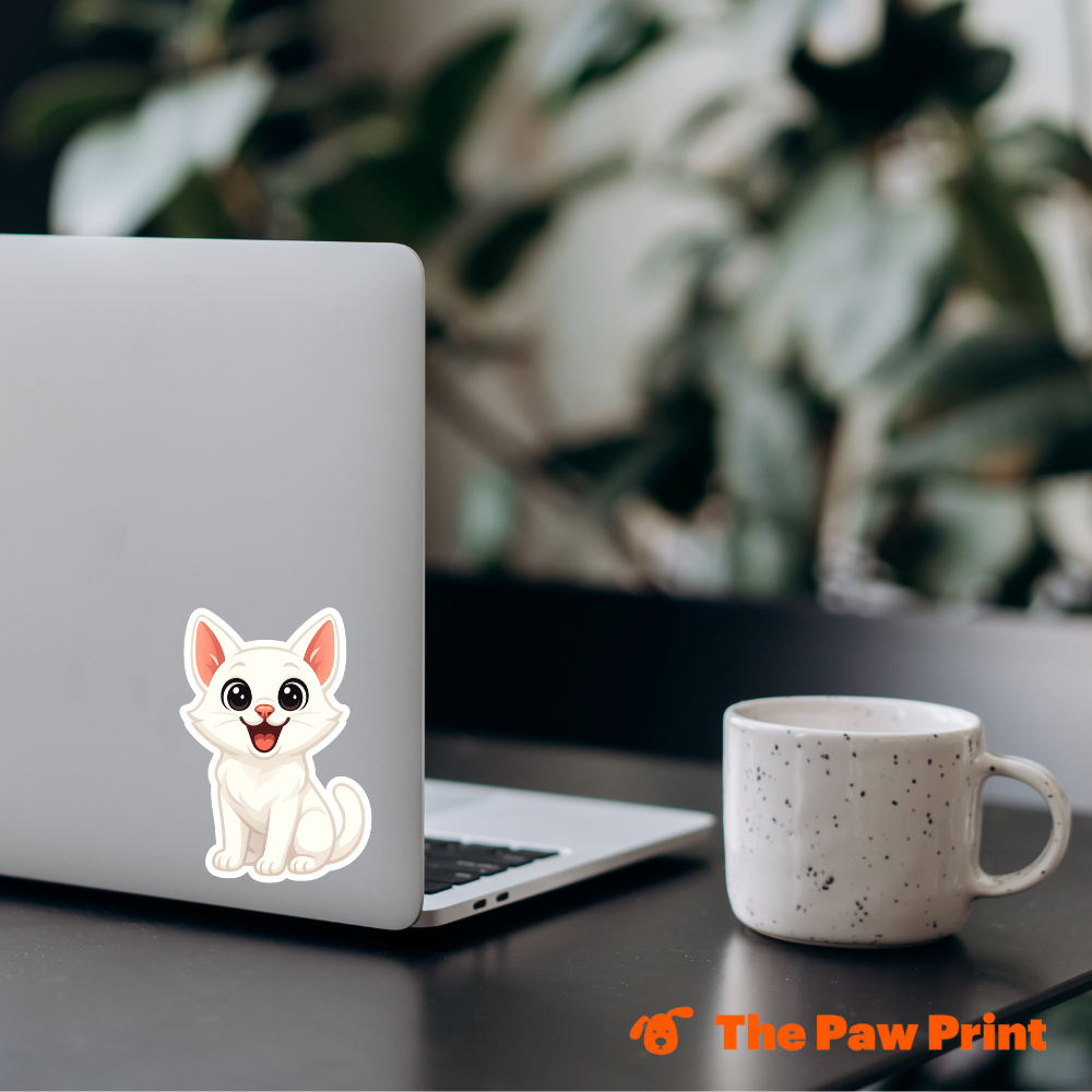 Bubble-Free White Cat Sticker