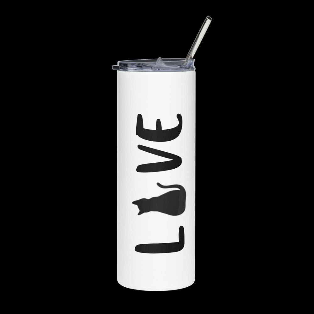 Cat Love White Stainless Steel Tumbler with Straw