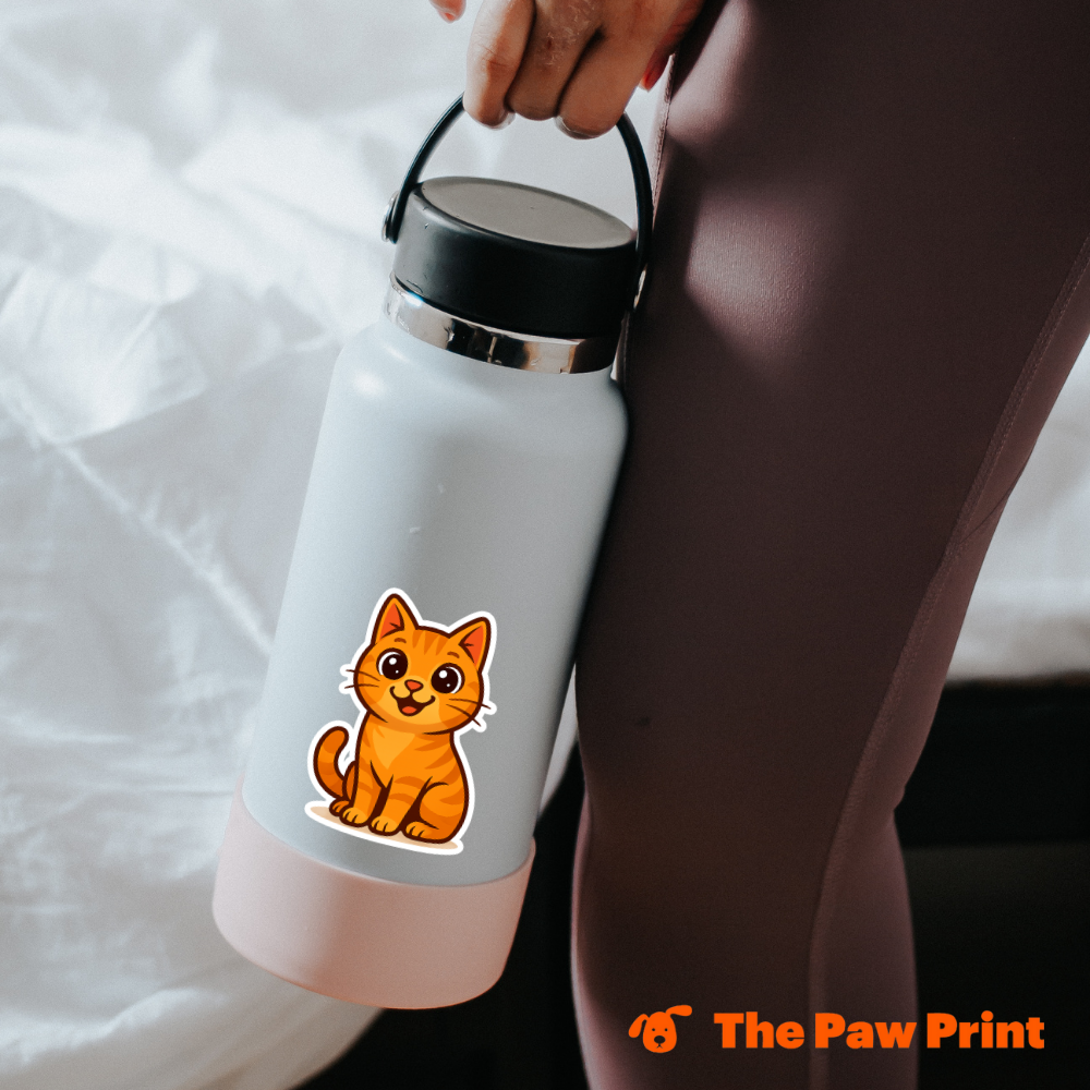 Bubble-Free Orange Cat Sticker