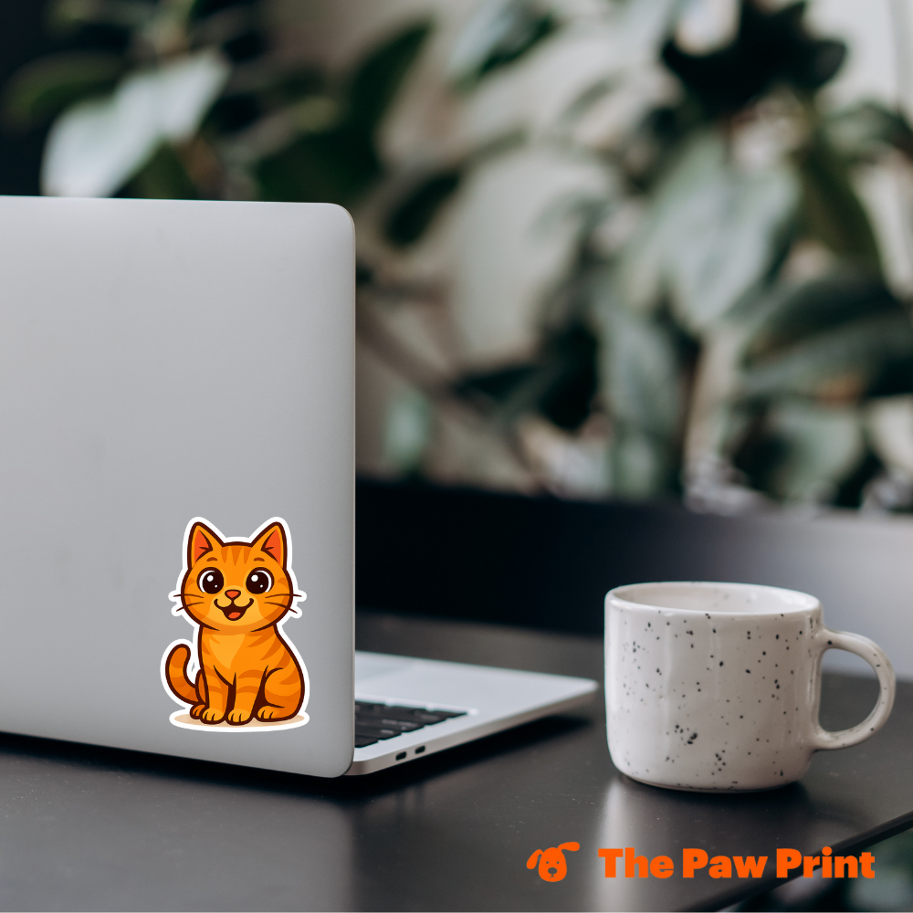 Bubble-Free Orange Cat Sticker