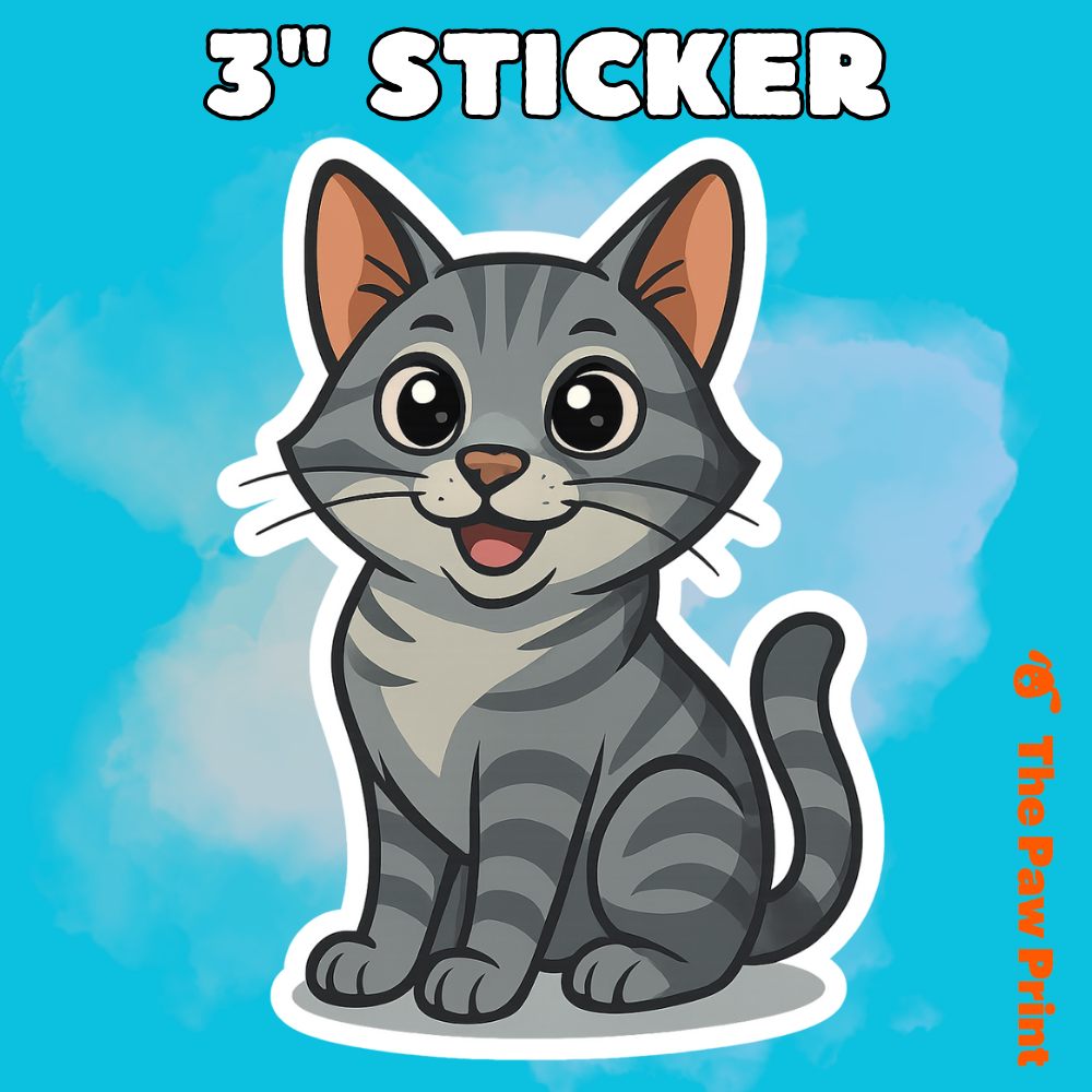 Bubble-Free Grey Cat Sticker