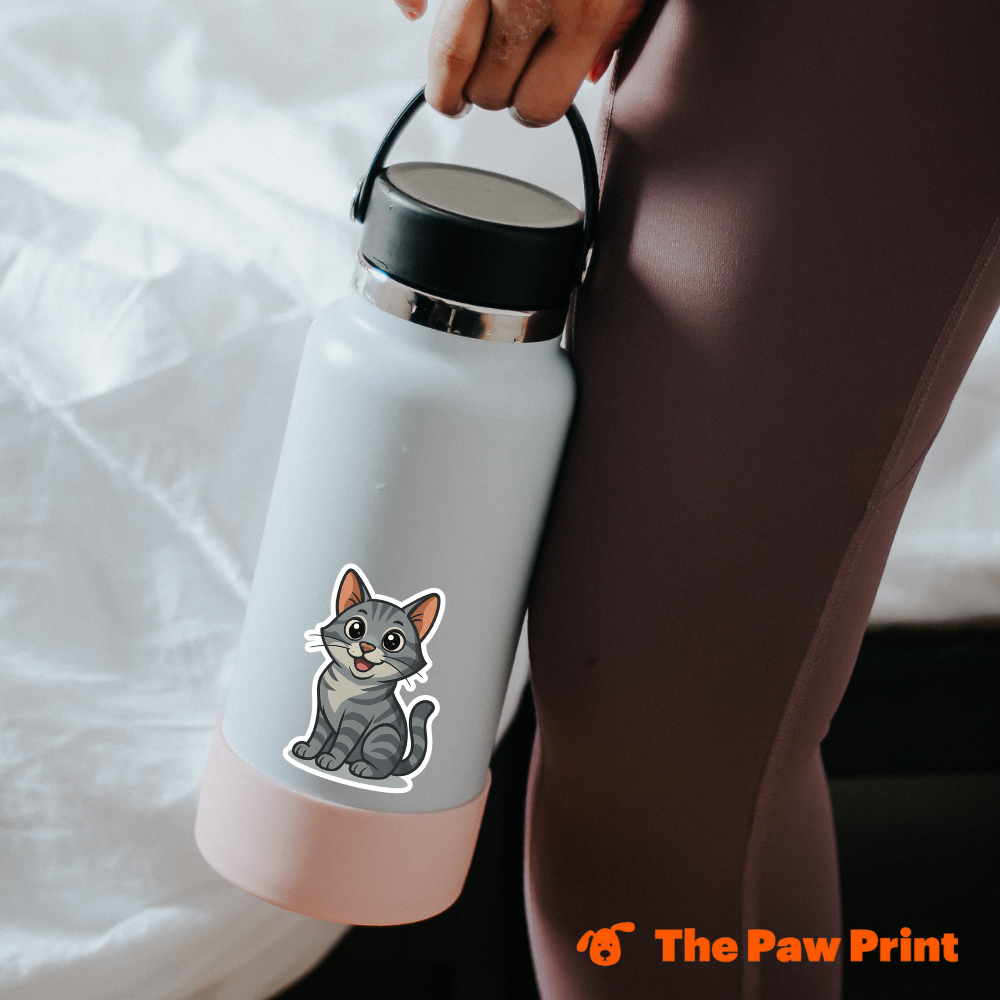 Bubble-Free Grey Cat Sticker