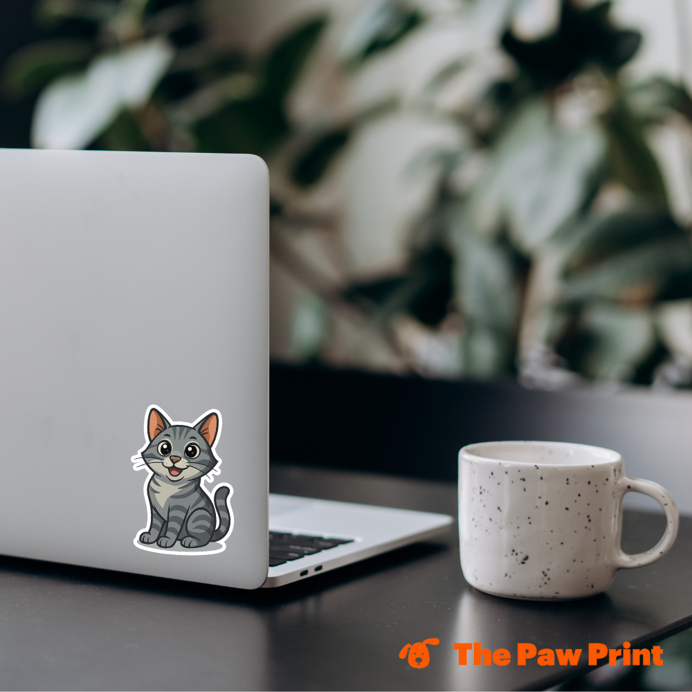 Bubble-Free Grey Cat Sticker