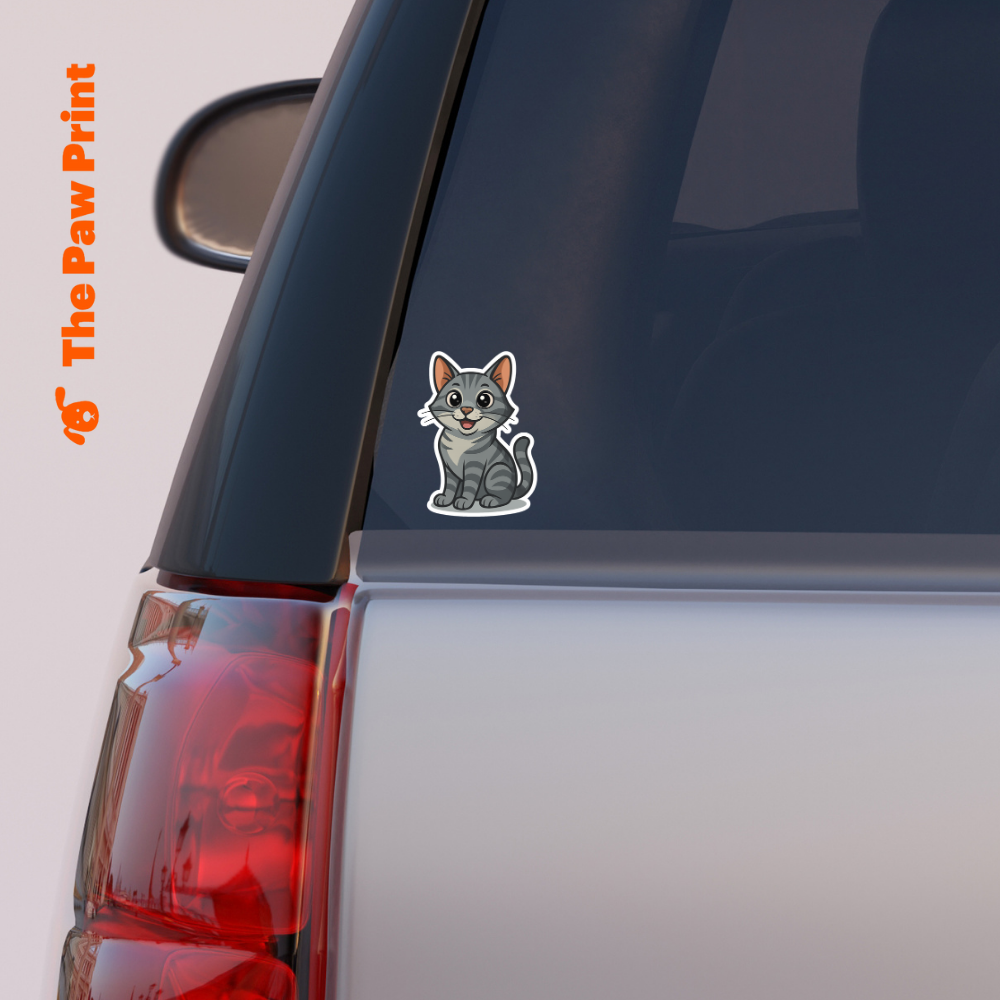 3" Bubble-Free Grey Cat Sticker