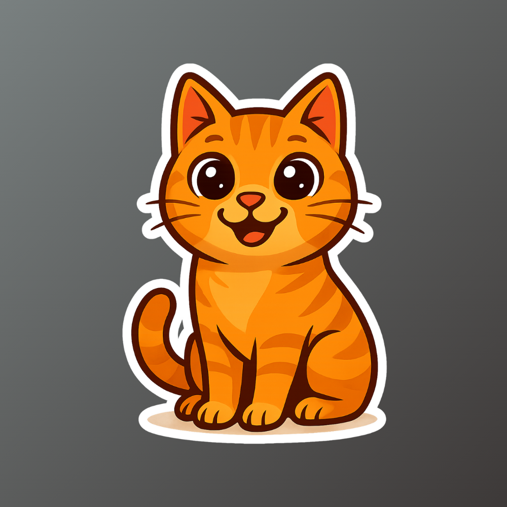 3" Bubble-Free Orange Cat Sticker