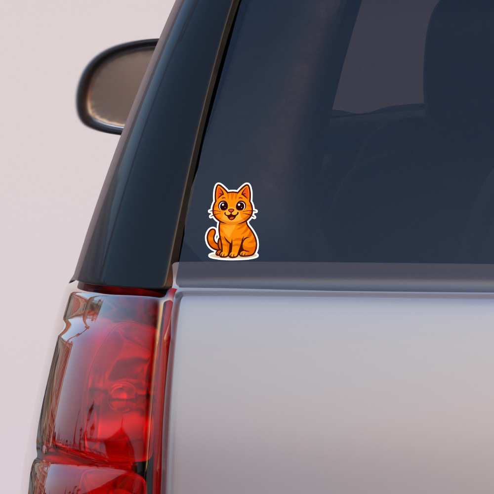 3" Bubble-Free Orange Cat Sticker