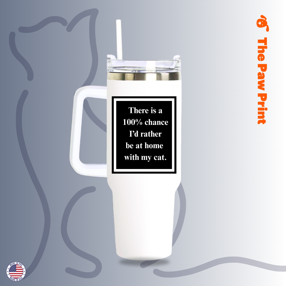 Rather be Home with my Cat 40 Ounce Travel Mug