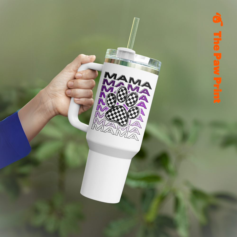 Paw Mama Retro Checkerboard Paw Print Tumbler (40oz)