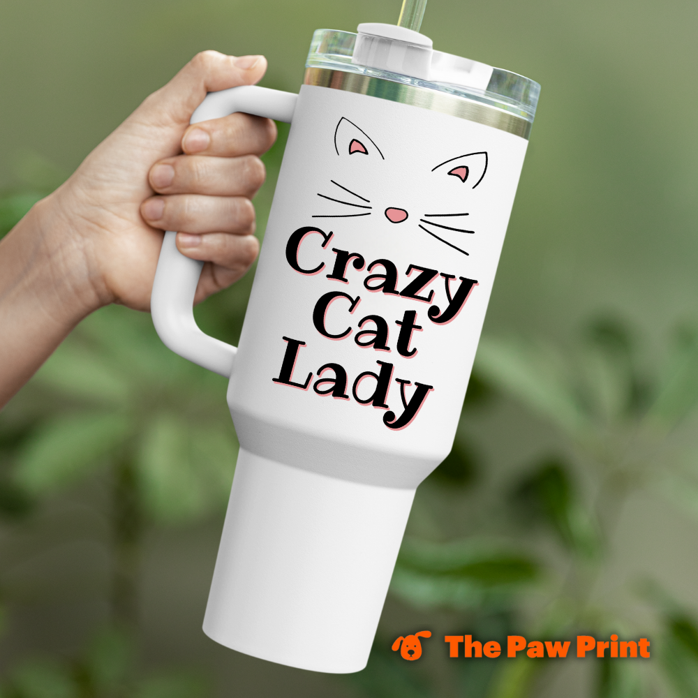 Crazy Cat Lady Travel Mug with Handle and Straw (40oz)