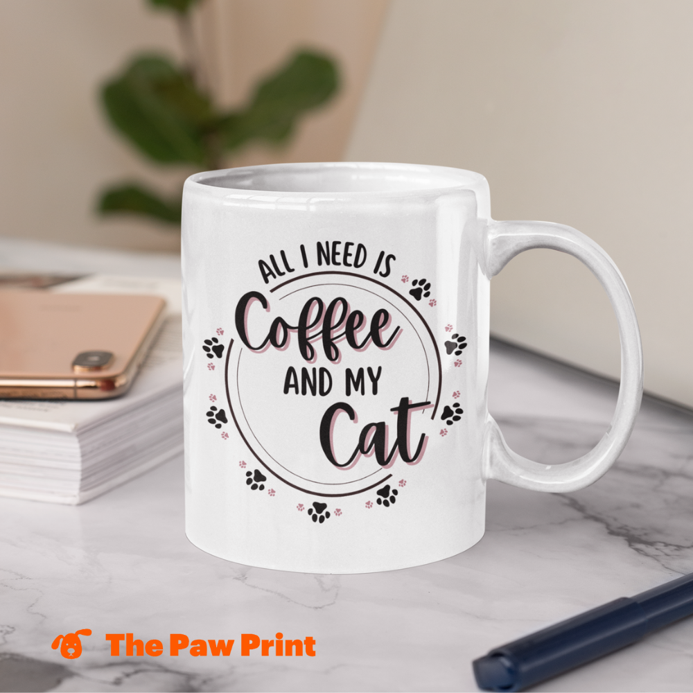 All I Need is Coffee and My Cat White Glossy Mug (11oz)
