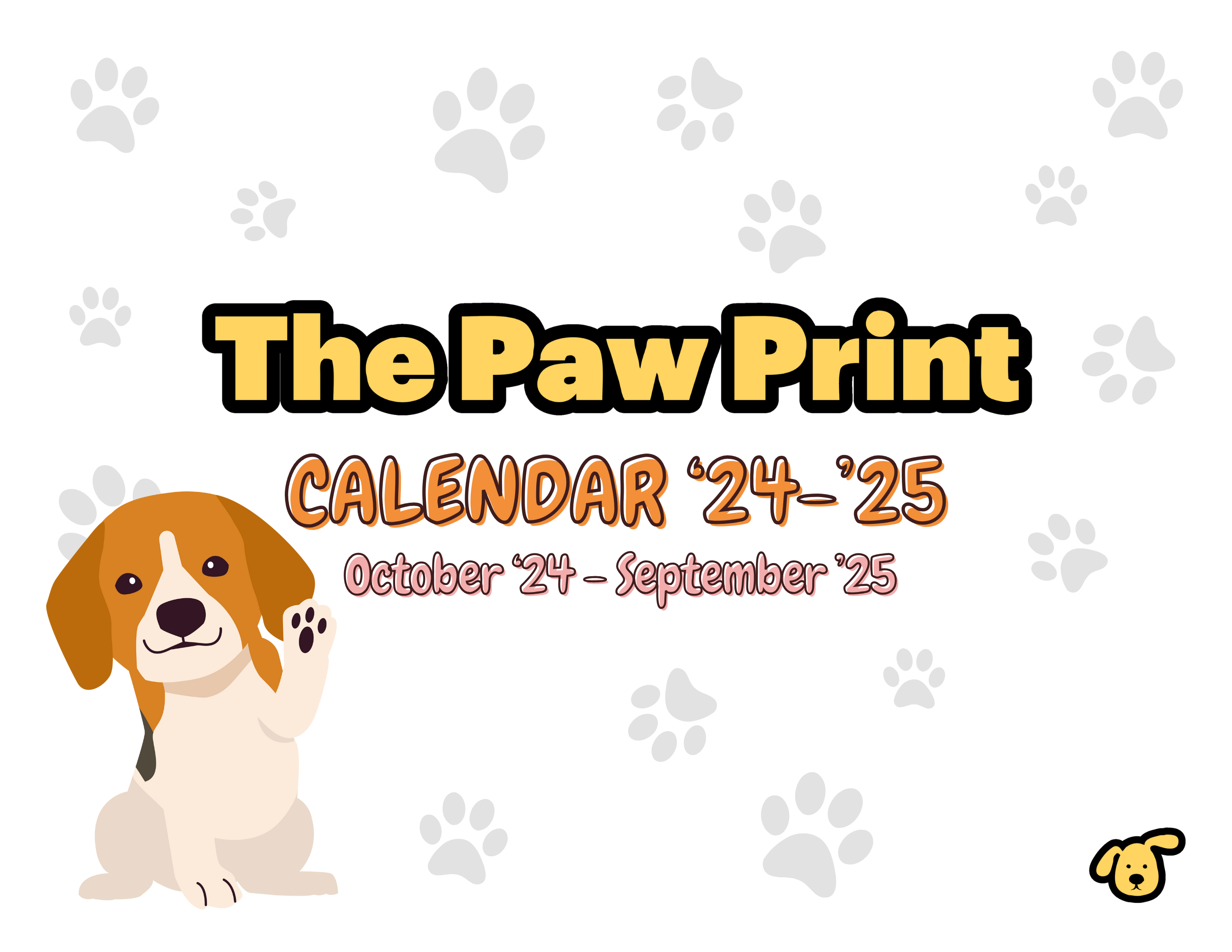 October 2024 - September 2025 Paw Print Dog Calendar