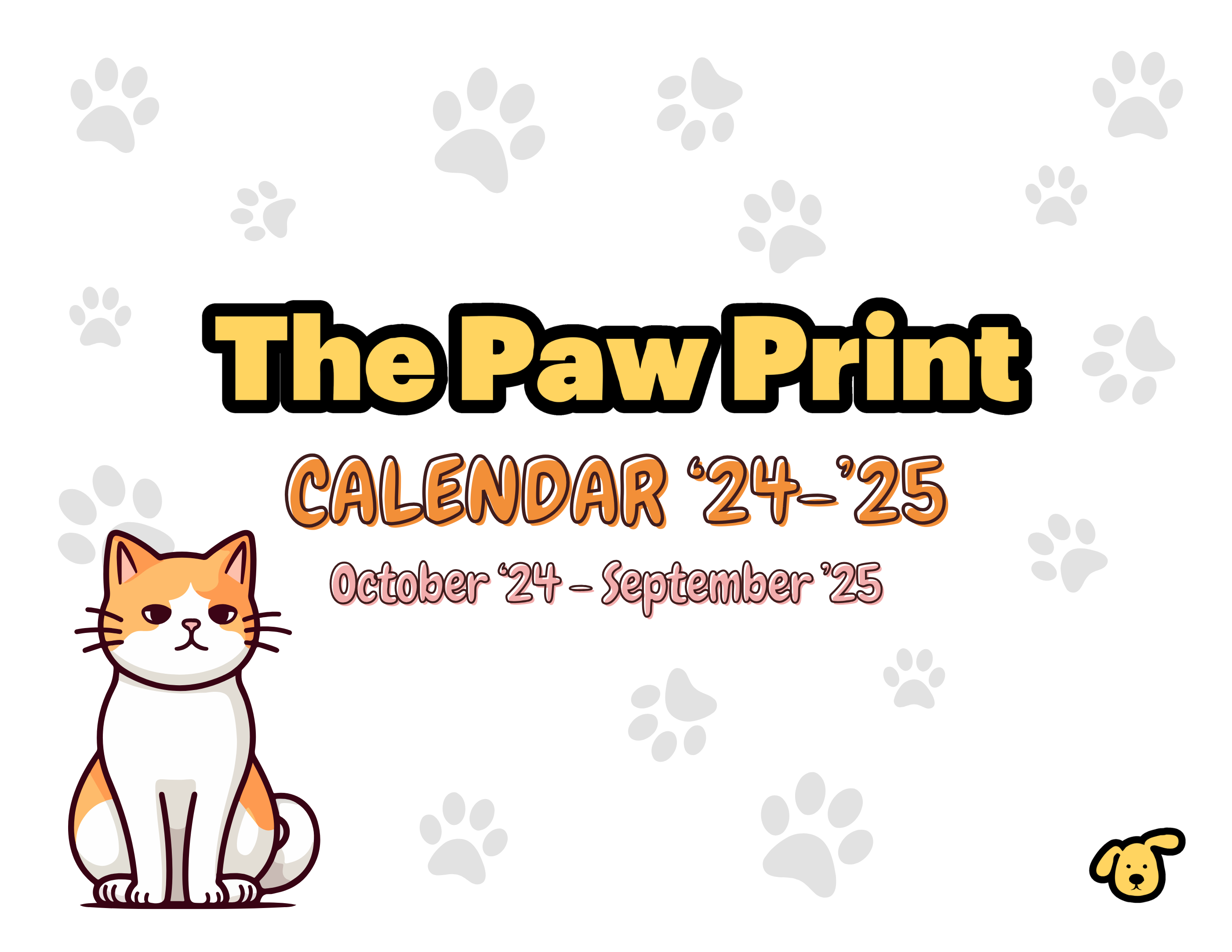 October 2024 - September 2025 Paw Print Cat Calendar Flash Sale