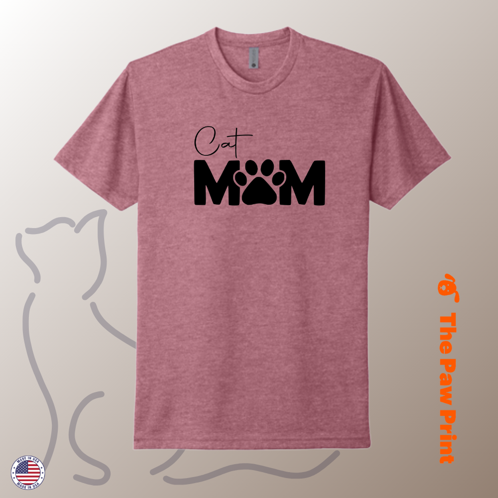 Cat Mom T-Shirt with Paw Print