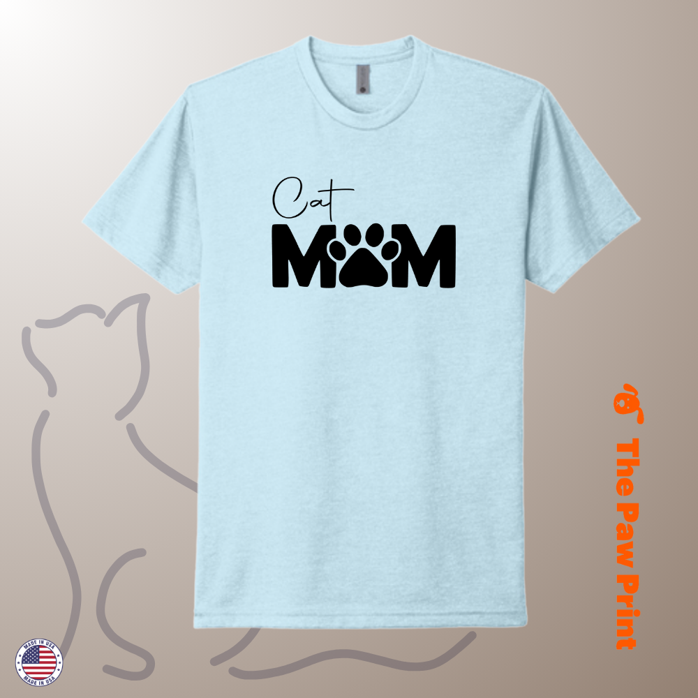 Cat Mom T-Shirt with Paw Print