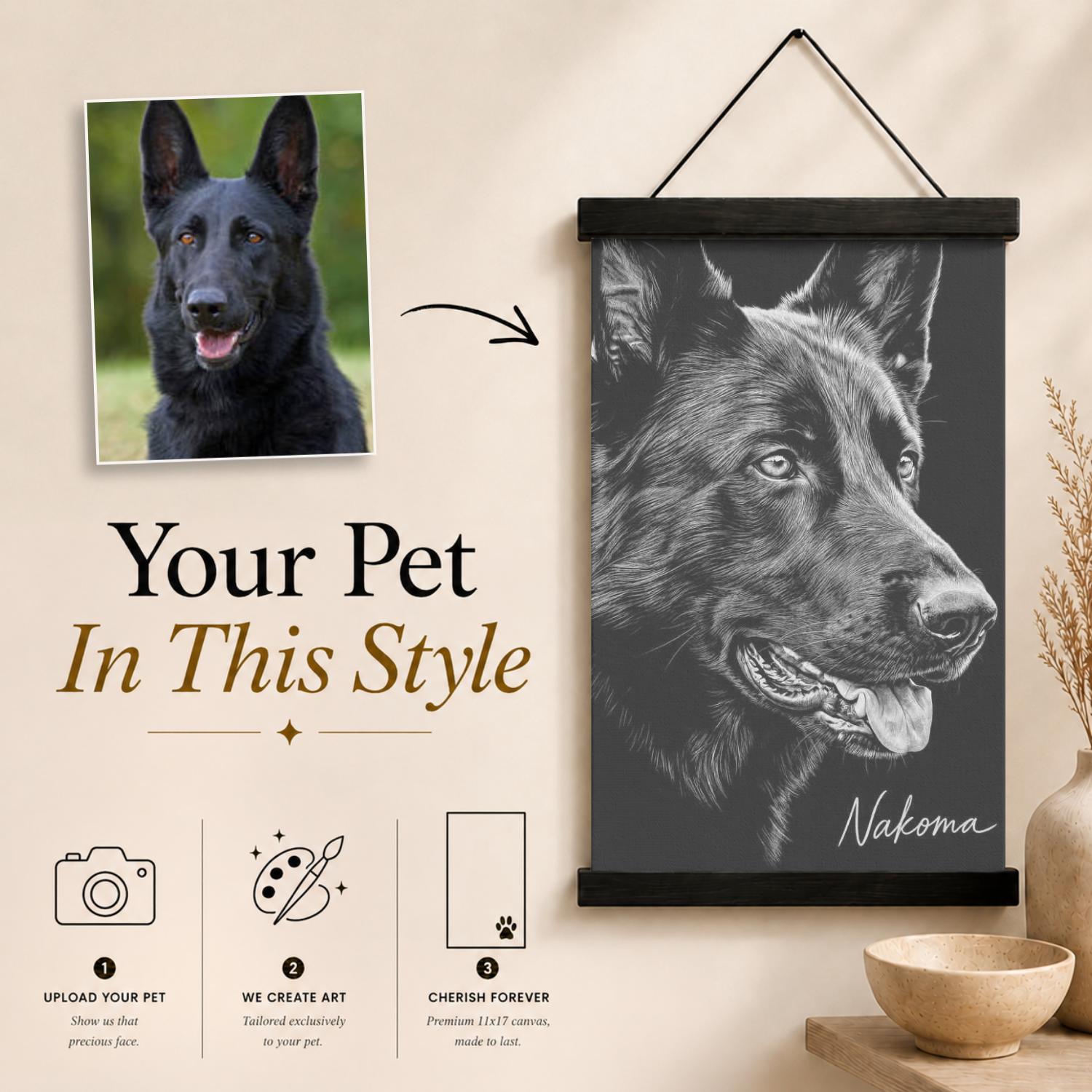 Black and White Canvas and Wall Mount