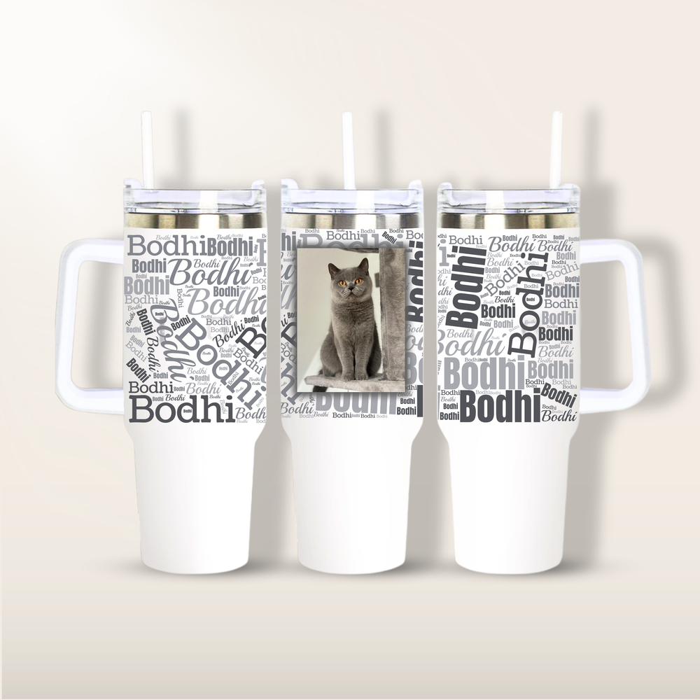 Custom Personalized Travel Mug with Handle and Straw (40oz)