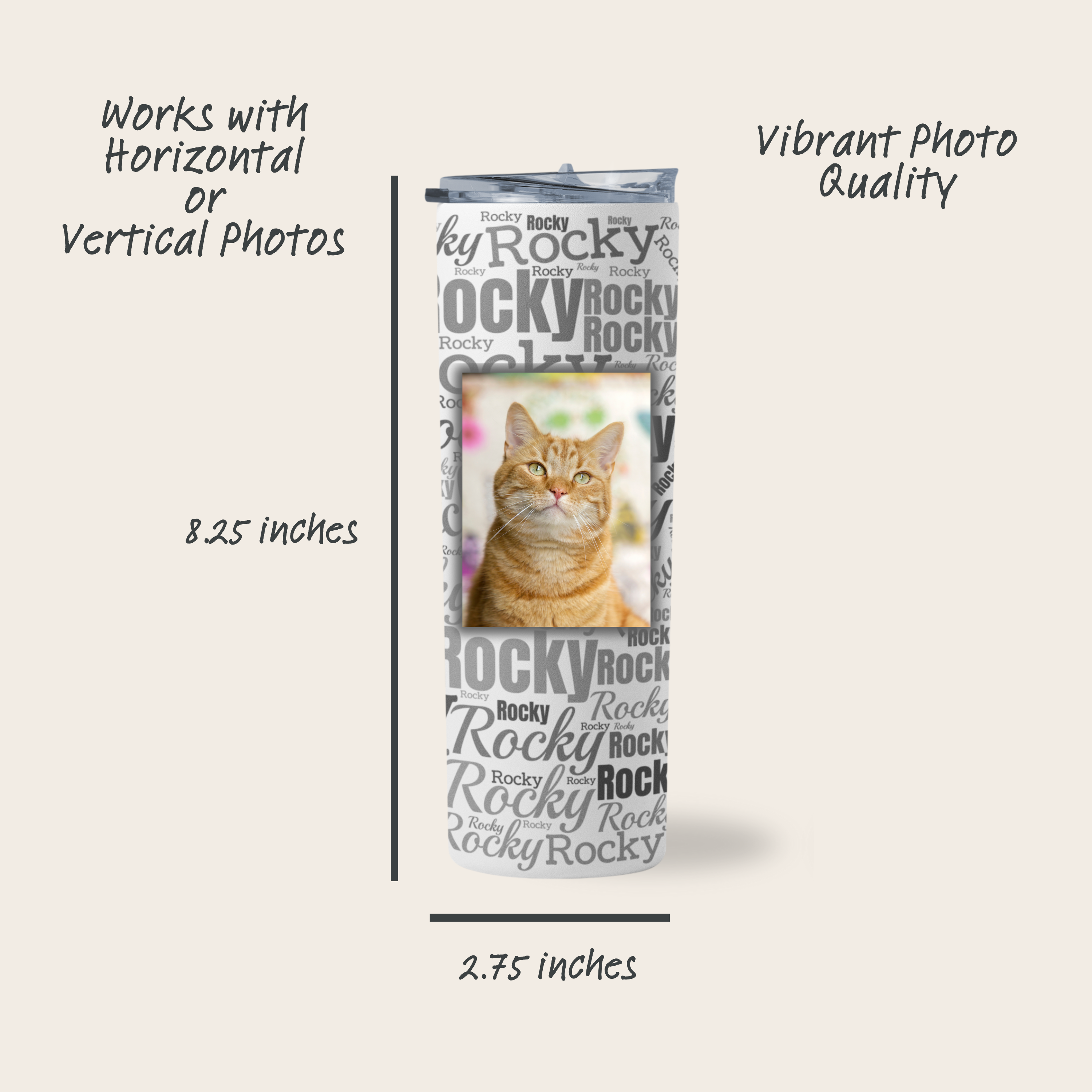 Custom Personalized Insulated Tumbler With A Straw (20oz)