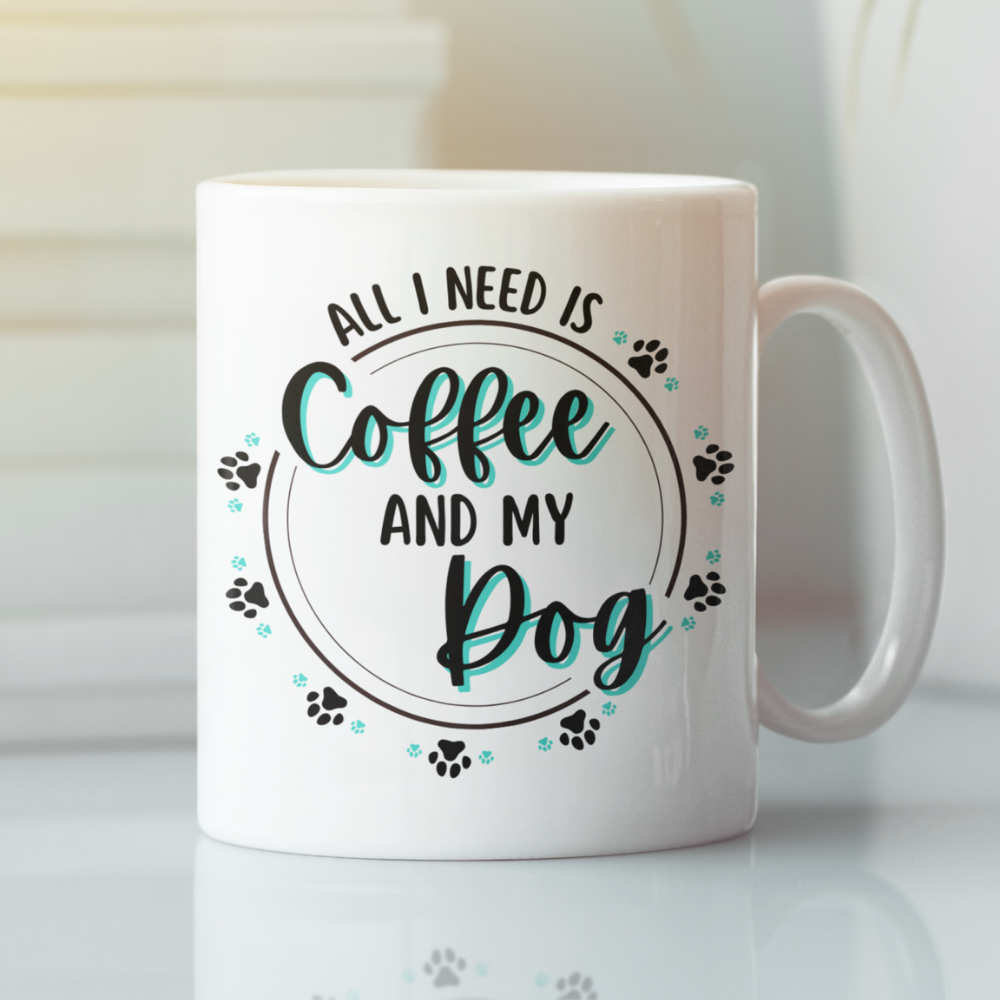 All I Need is Coffee and My Dog White Glossy Mug (11oz)