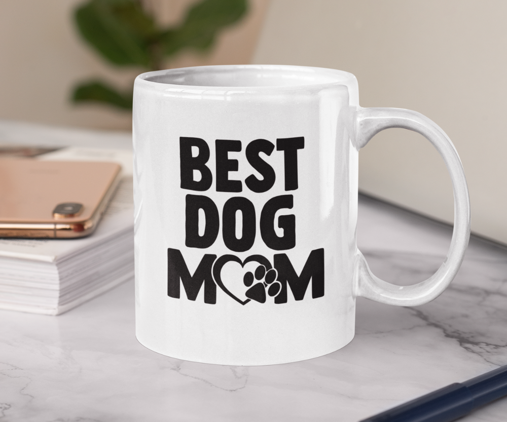 Best Dog Mom White Glossy Mug (11oz)