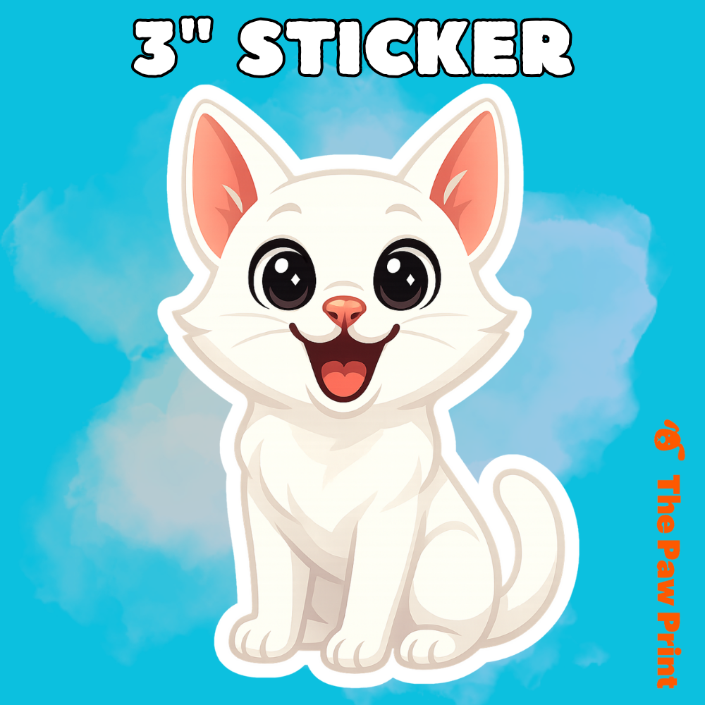 Bubble-Free White Cat Sticker