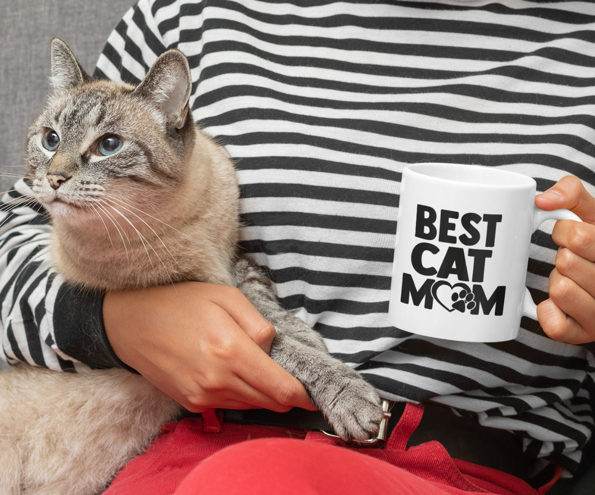 Best Cat Mom White Glossy Mug (11oz)