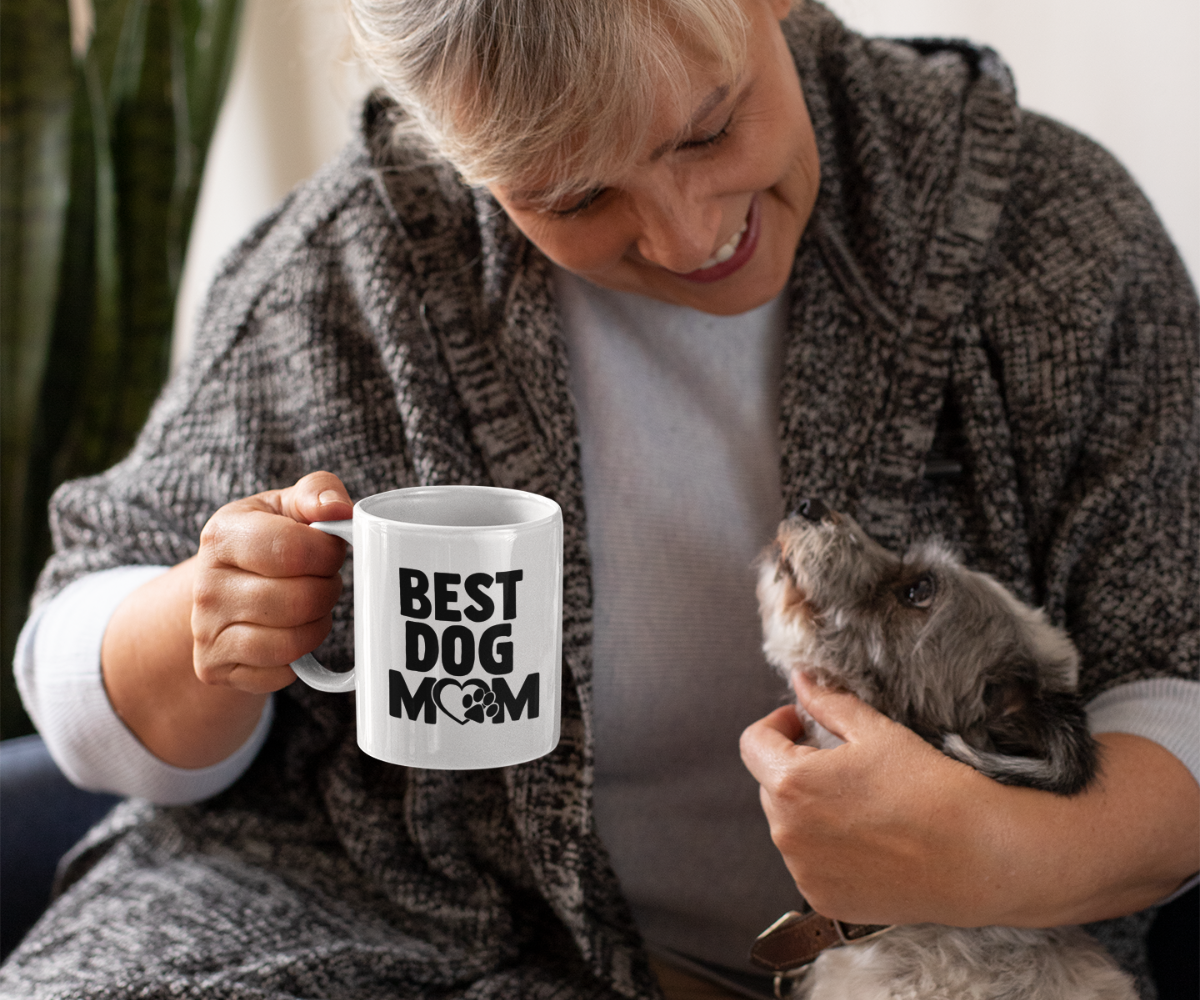 Best Dog Mom White Glossy Mug (11oz)