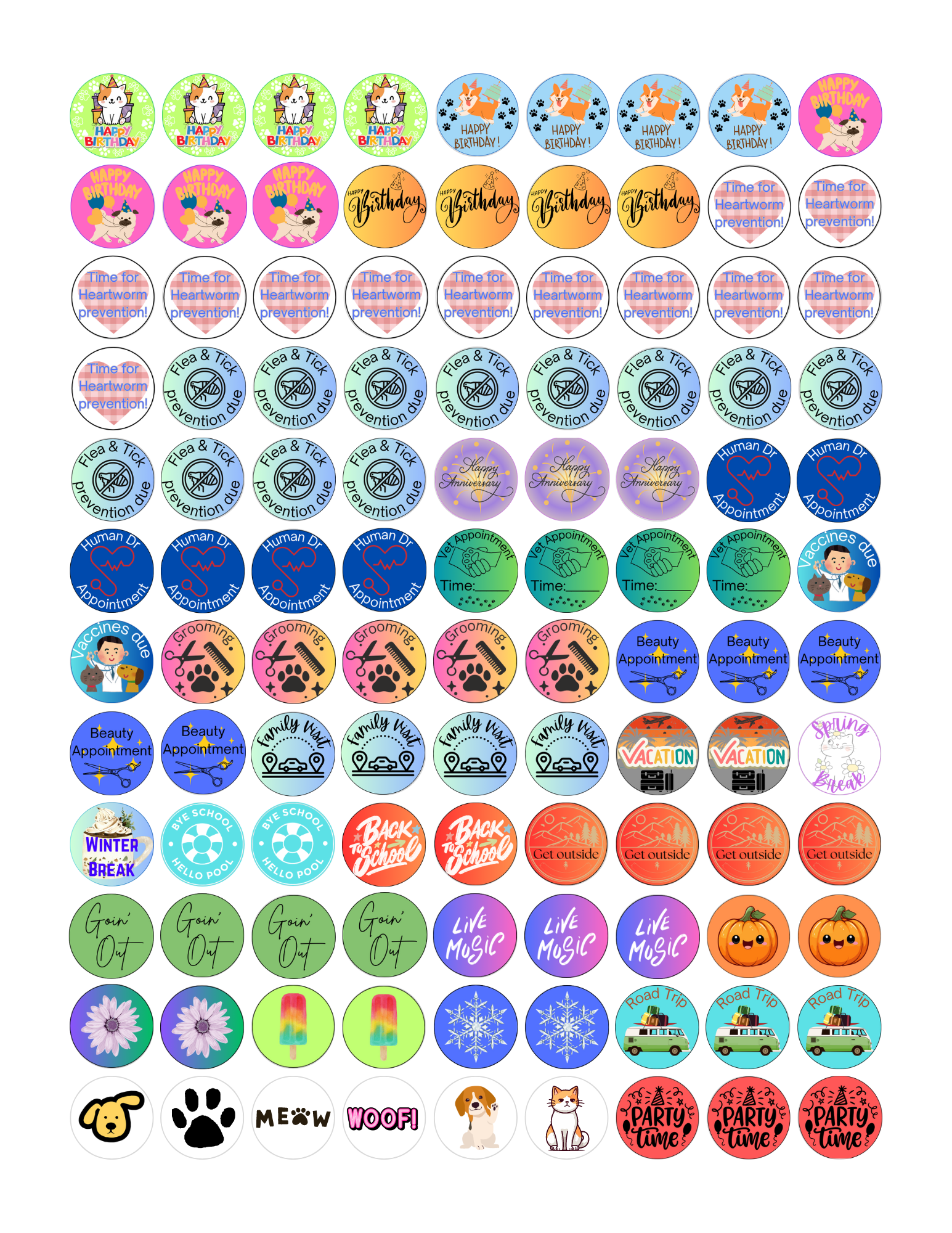 108 Calendar Sticker Pack