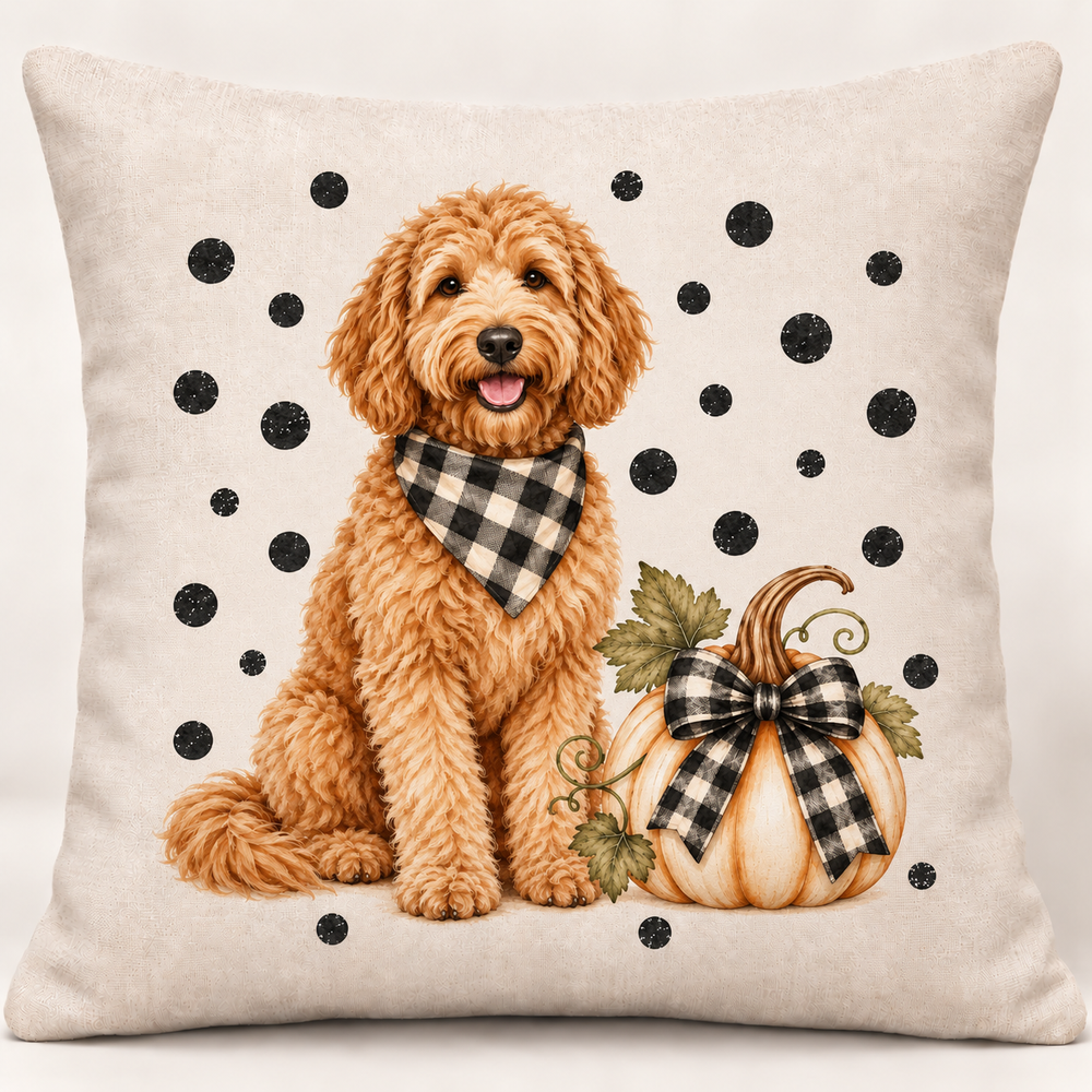 Pumpkins & Plaid Accent Pillow
