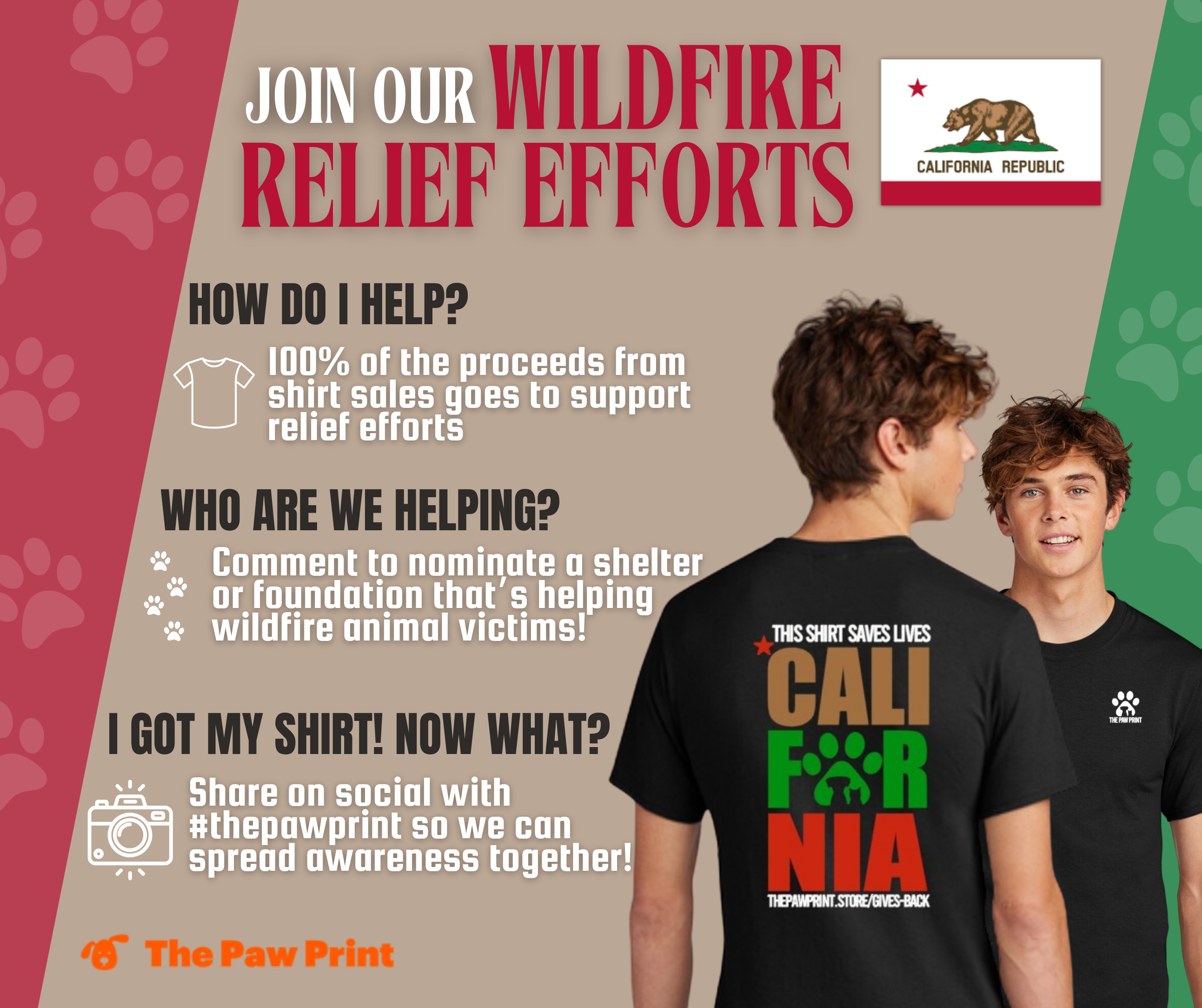 The Paw Print California Fire Relief Philanthropy T-Shirt