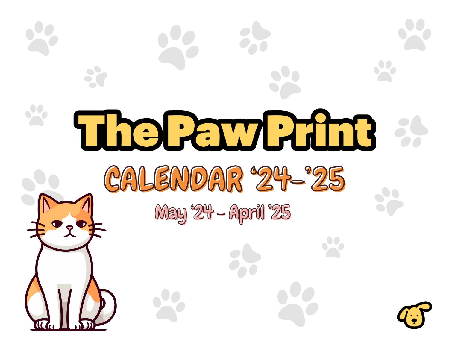 May 2024 - April 2025 Paw Print Cat Calendar