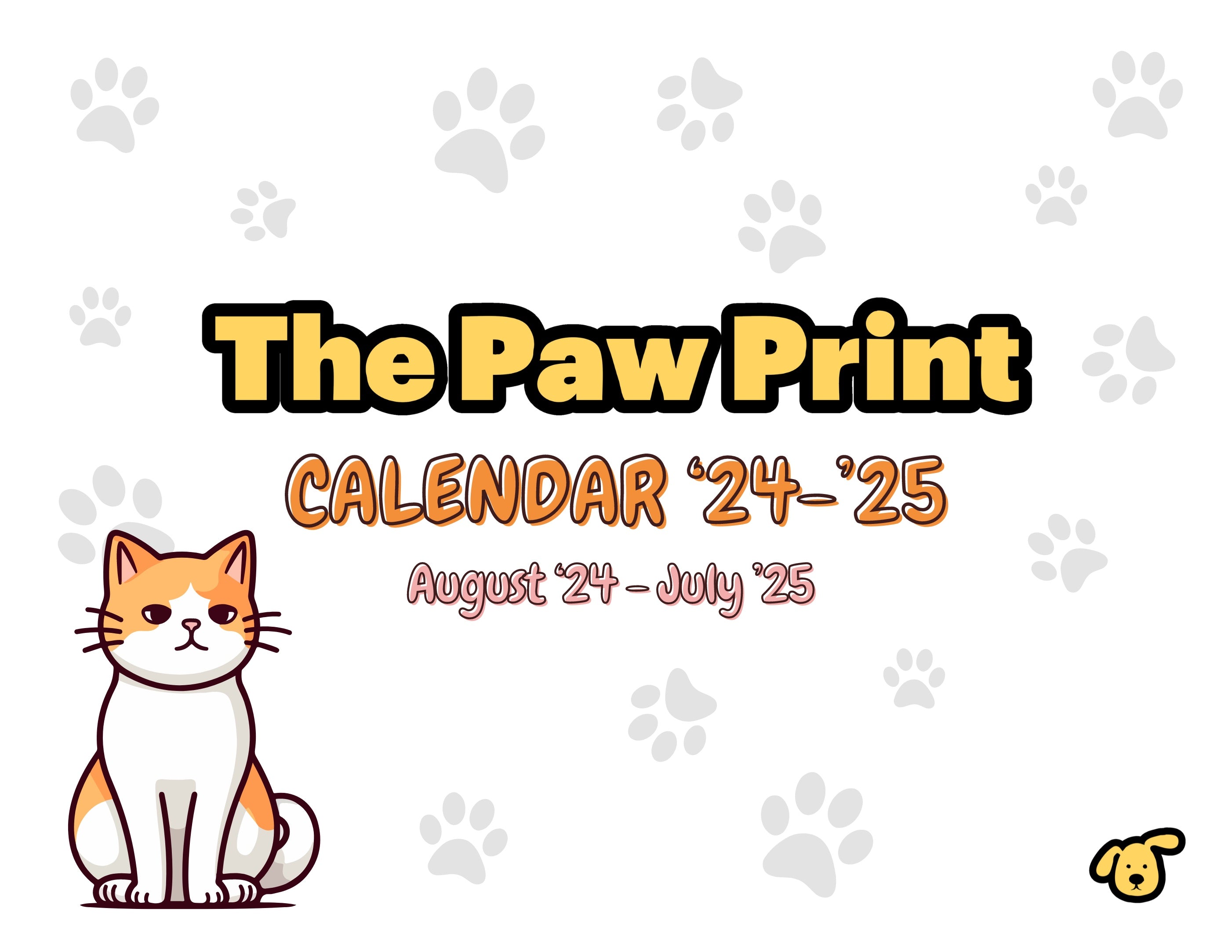 August - July Cat Calendar + Wall Mount + Sticker Pack