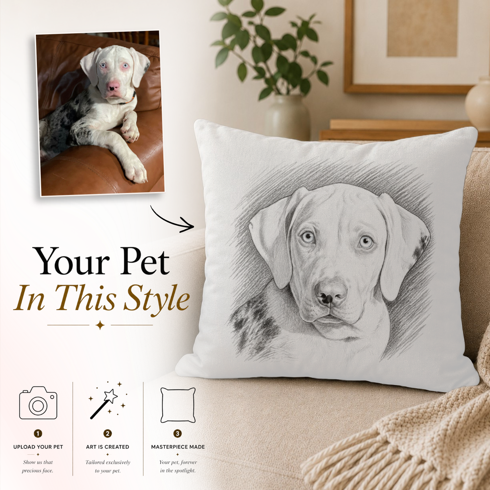 Pencil Sketch Accent Pillow