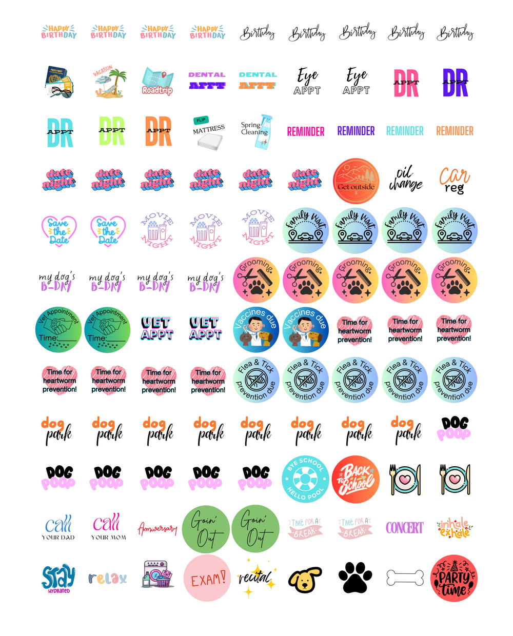 108 Calendar Sticker Pack