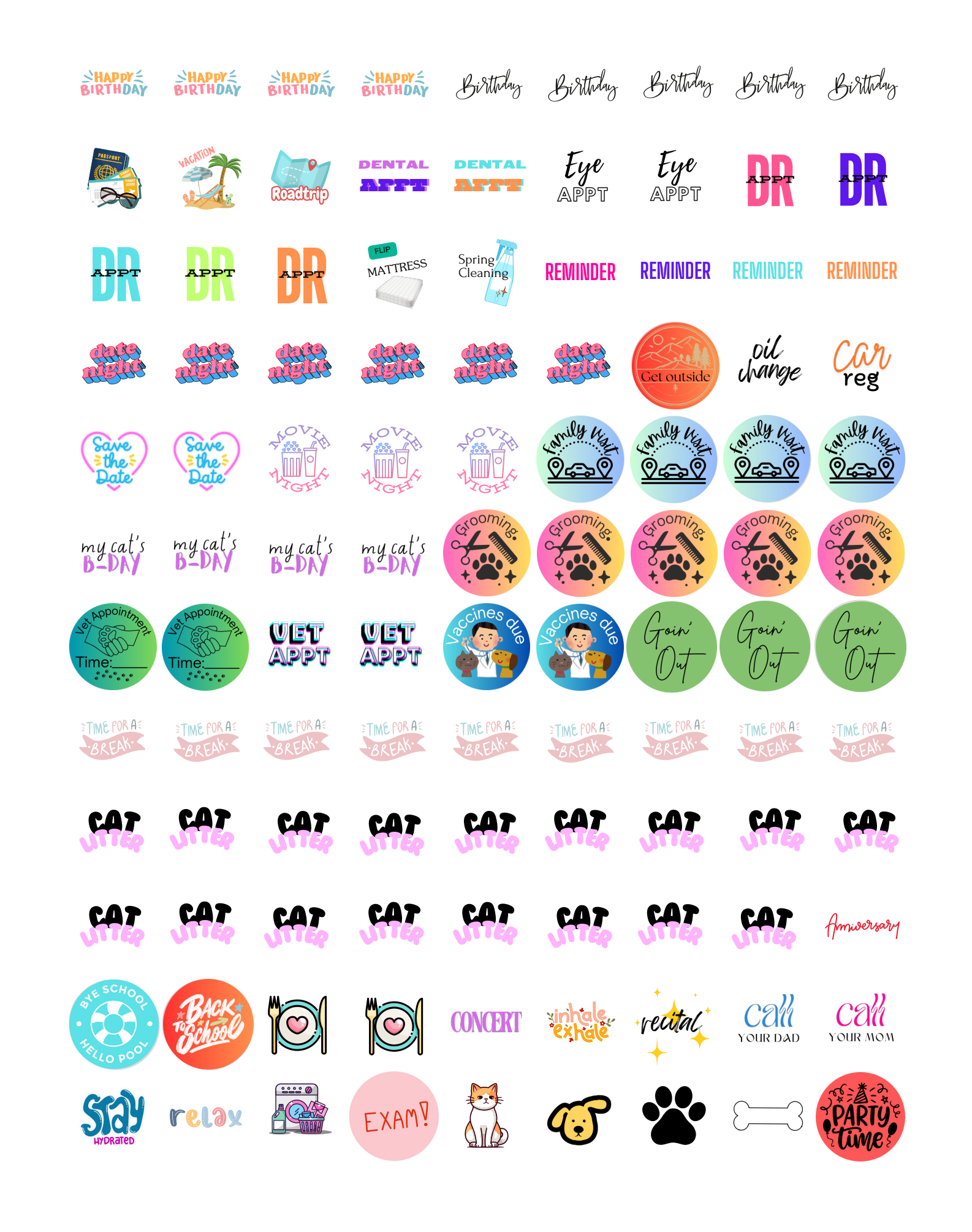 108 Calendar Sticker Pack – The Paw Print