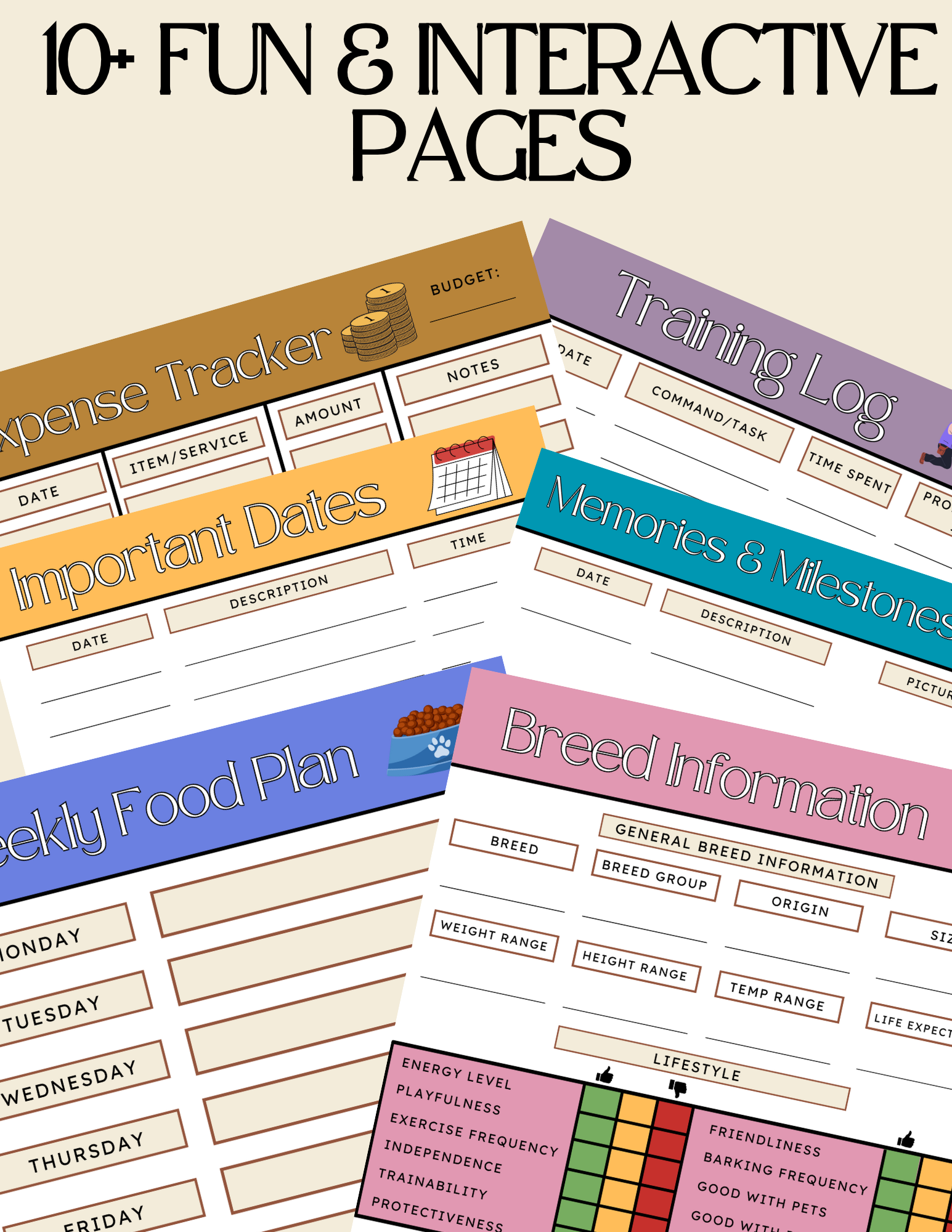 The Paw Print Complete Pet Planner Bundle + Free Bonus Coloring Pages - Digital Download