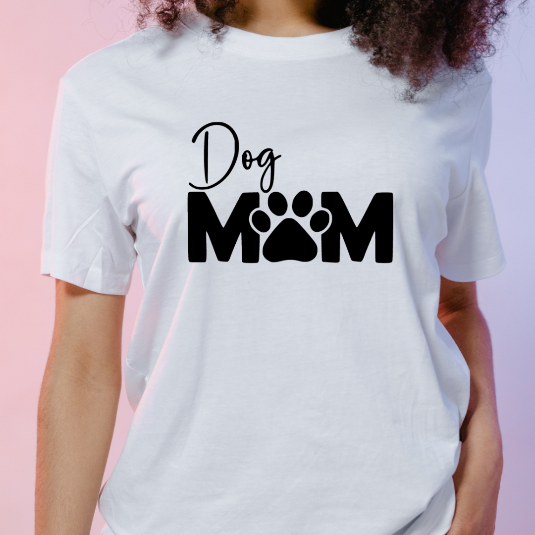 Dog Mom T-Shirt with Paw Print