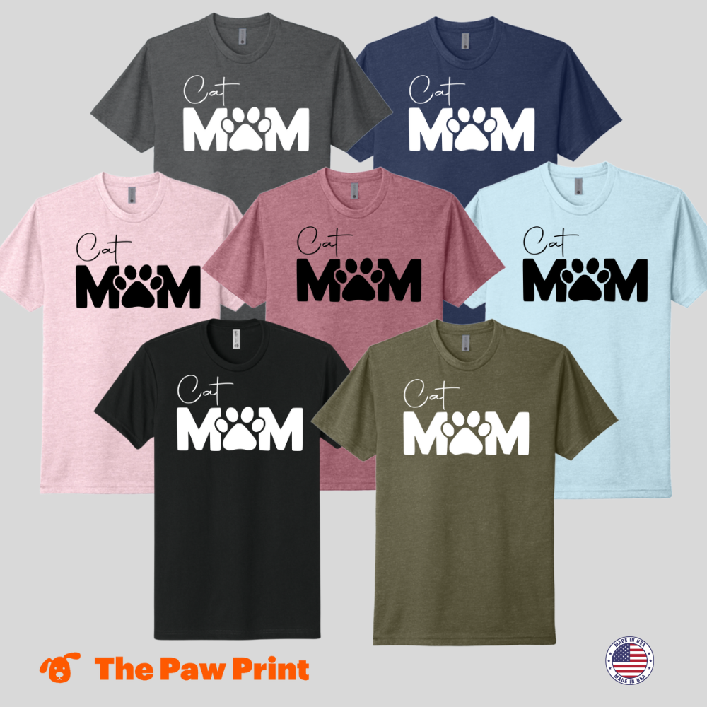 Cat Mom T-Shirt with Paw Print