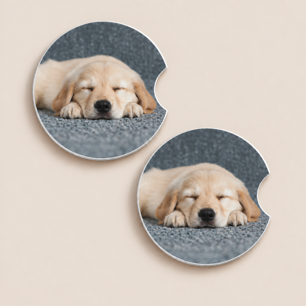 2 Pack Pet Photo Neoprene Car Coasters