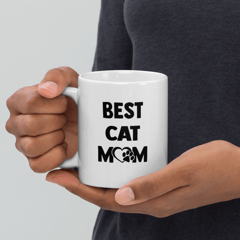 Best Cat Mom White Glossy Mug (11oz)