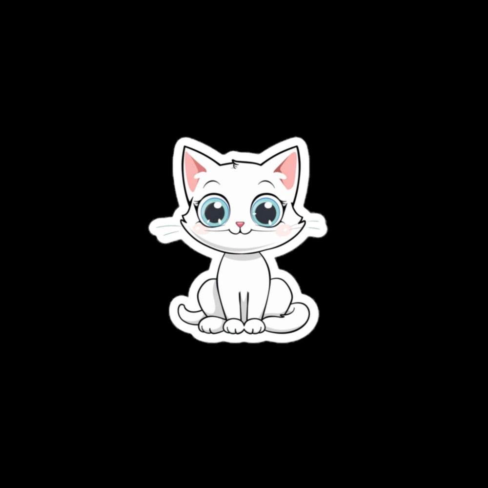 3"x3" Bubble-Free White Cat Sticker