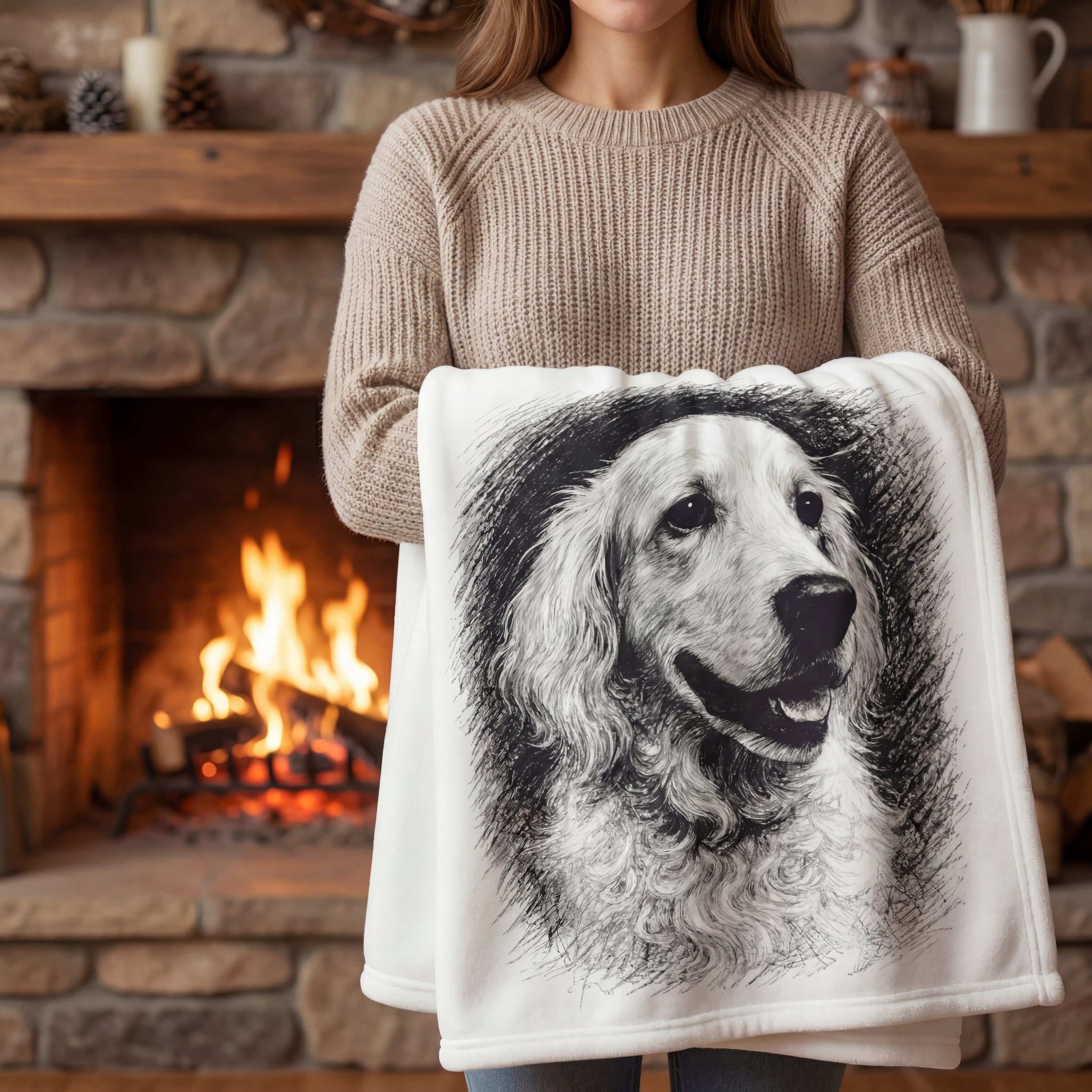 Black Sketch Pet Blanket